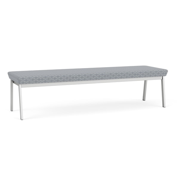 Newport 3 Seat Bench Metal Frame, Silver, RS Fog Upholstery